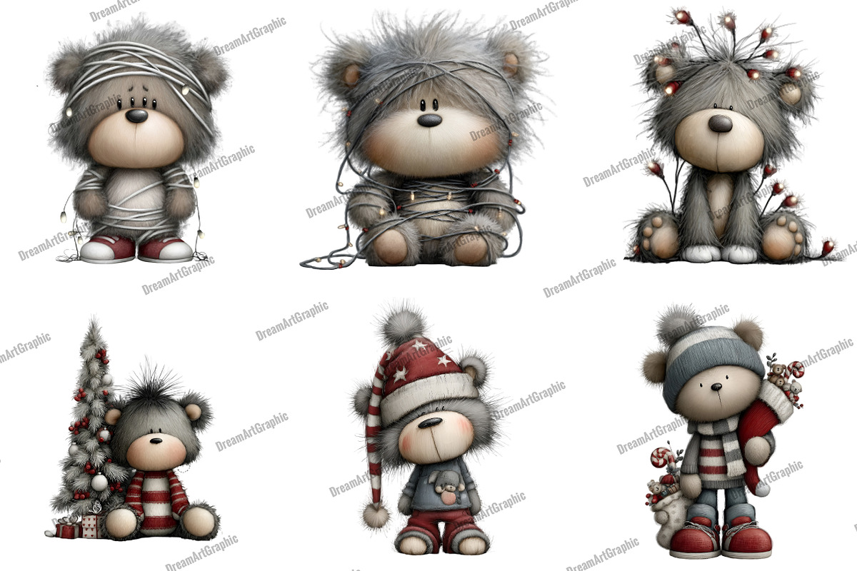 Whimsical Christmas Teddy Bear, an Illustration by DreamArtGraphic (Photo 3 of 5)