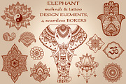 Elephant,decorative elements, a Decorative Illustration by Katika Shop (Thumbnail 1 of 8)