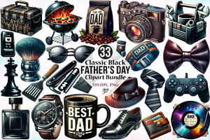 Classic Black Father's Day Clipart, a Seasonal Illustration by Canvas Craft