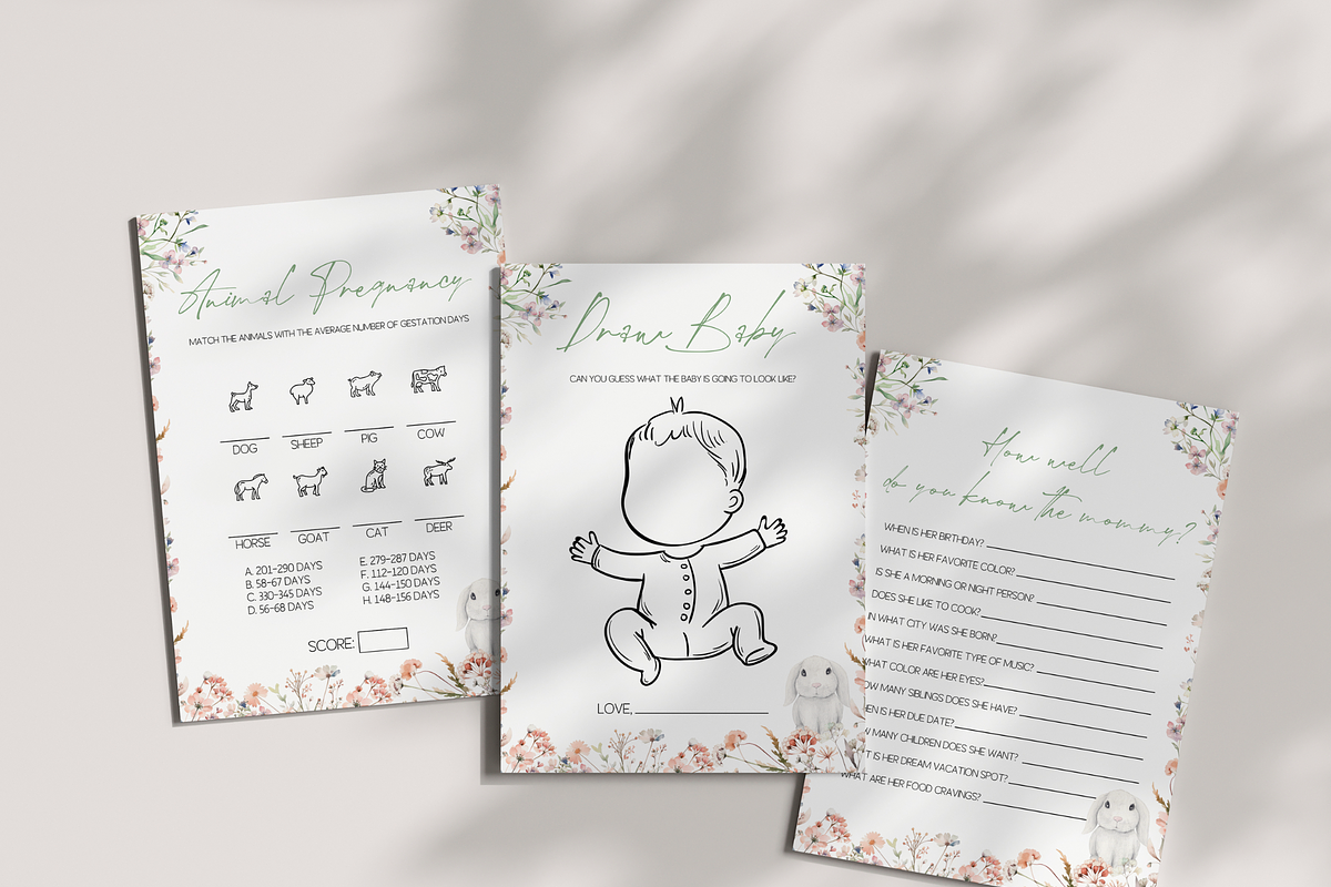 Spring Rabbit Baby Shower Bundle, an Invitation Template by Digital_Mind (Photo 8 of 9)