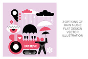 Rain Music Vector Flat Design, an Illustration by danjazzia (Thumbnail 1 of 4)