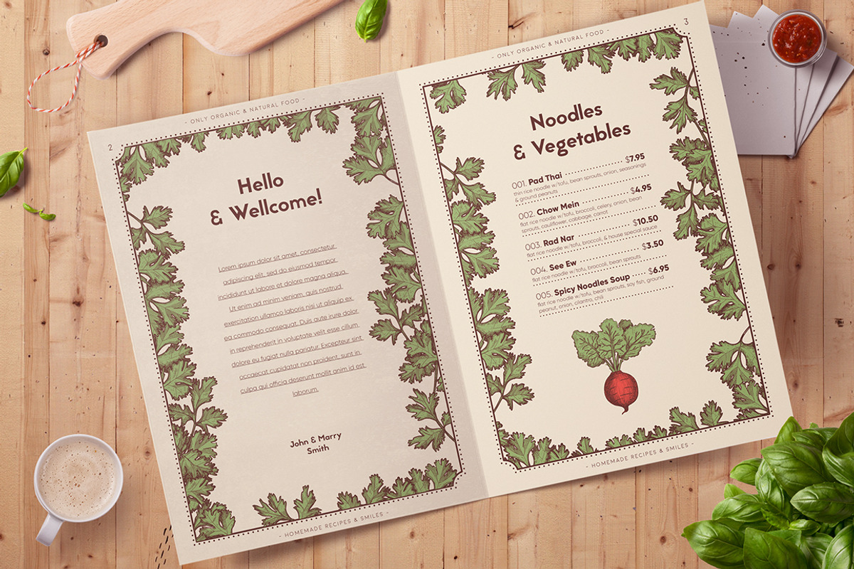 Vegan restaurant identity creator, a Food Illustration by Alfazet Chronicles (Photo 7 of 12)