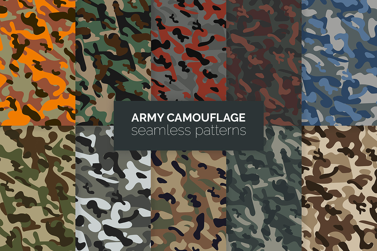 Army Camouflage Seamless Patterns, a Pattern Graphic by 3Y_Design (Photo 1 of 6)