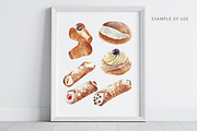 Italian Desserts Watercolor Clipart, a Food Illustration by Kolorata Art (Thumbnail 4 of 4)