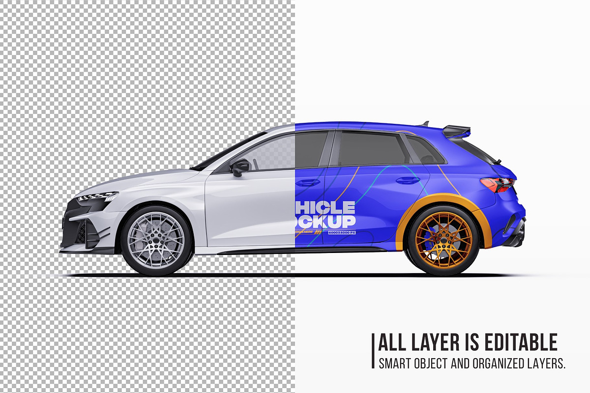 2026 Sport Performance Hatchback Set, an Advertising Mockup by Halal Graphic Studio (Photo 5 of 12)