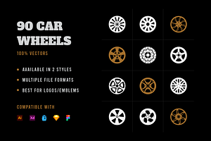 Car Wheel Designs, a Duotone Icon by Brickclay