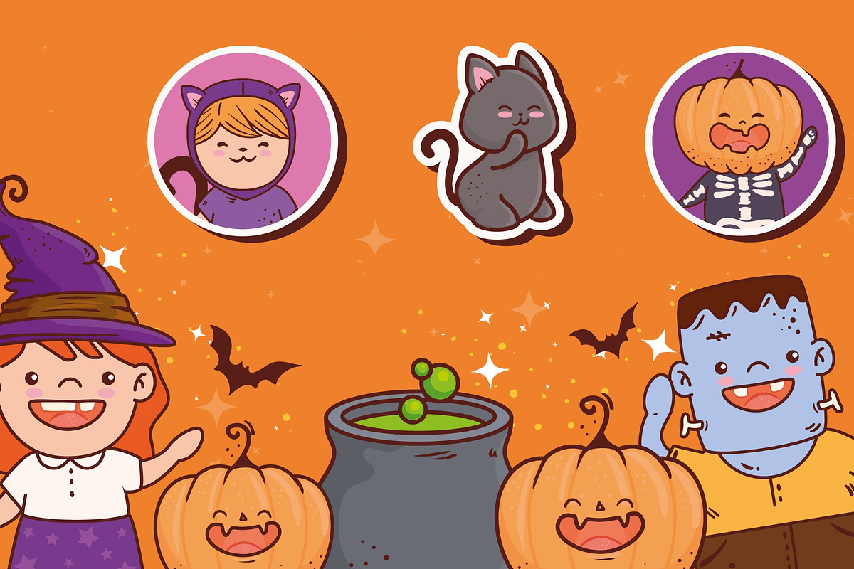 Halloween Cute Sticker Set, a Templates & Theme by studiogstock (Photo 4 of 5)