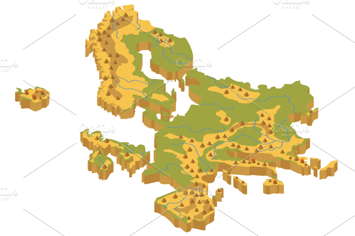 Europe isometric flora & fauna map, an Animal Illustration by pet design shop (Photo 5 of 5)