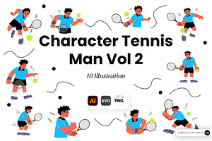 Tennis Man Character Vol 2, a Sport Illustration by SLAB! Design