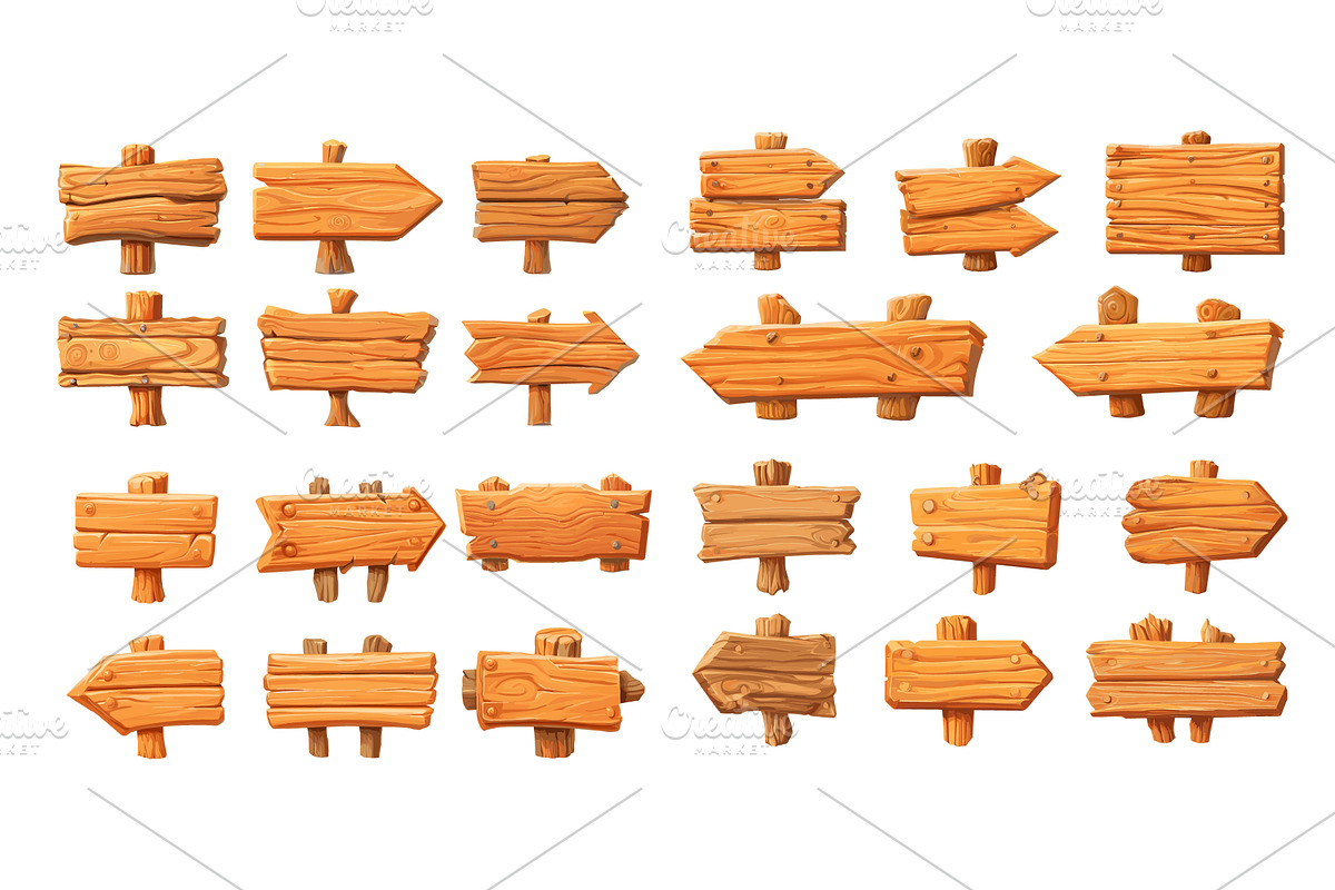 Blank wooden signs cartoon vector, an Object Illustration by Onyx