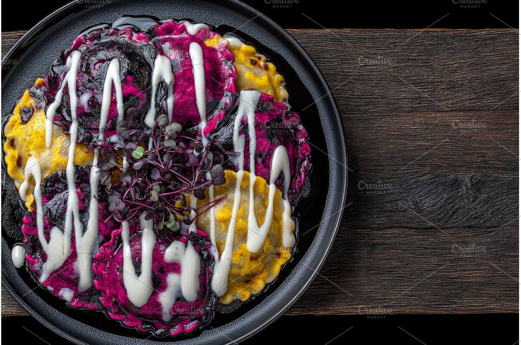 Dumplings in rainbow colors topped, a Food & Drink Photo by ZinetroN