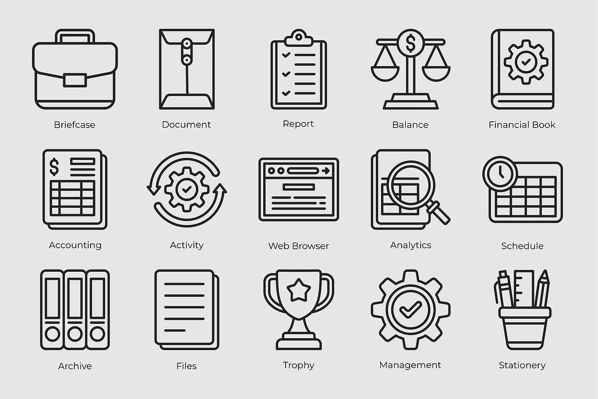 Business and Finance Icons, an Outline Icon by Tekuni (Photo 4 of 6)