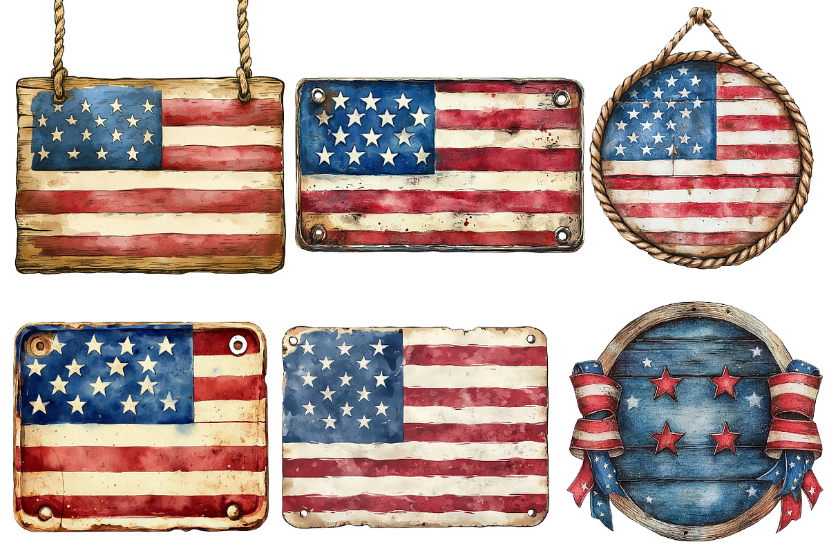 4th of July Blanks Signs Clipart, an Illustration by Designworld (Photo 3 of 7)