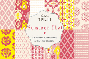 Summer Ikat Digital Paper, a Pattern Graphic by Hello Talii
