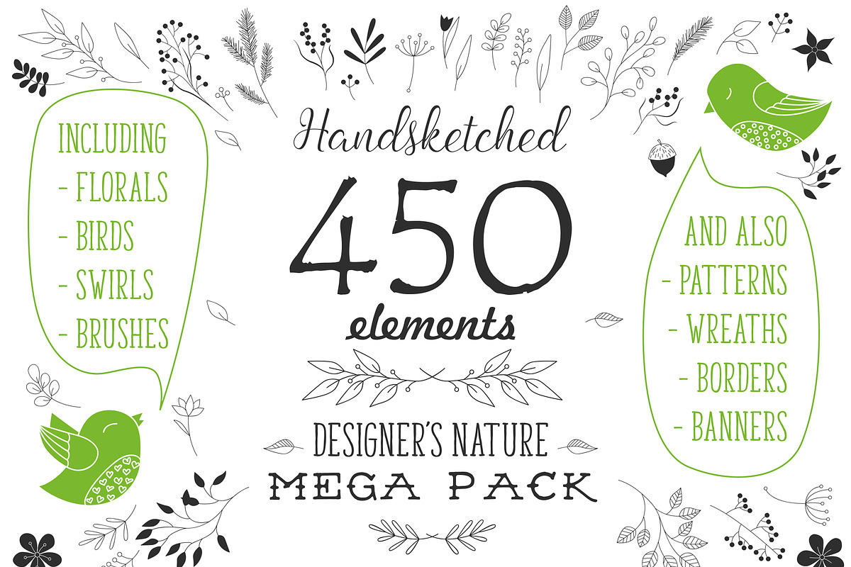 Designer's nature mega pack!, a Decorative Illustration by Lina_Lisichka (Photo 1 of 8)