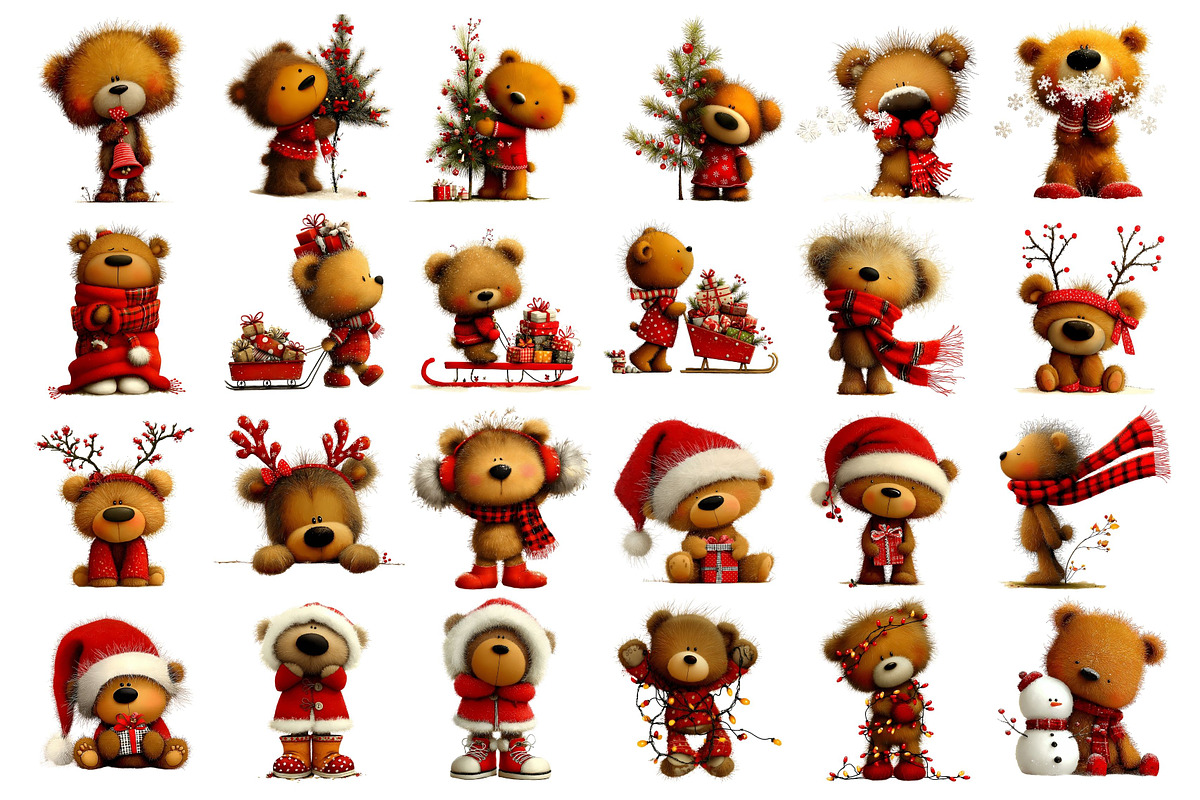 Whimsical Christmas Teddy Bear PNG, a Seasonal Illustration by Nicolle's Colorful Art (Photo 2 of 4)