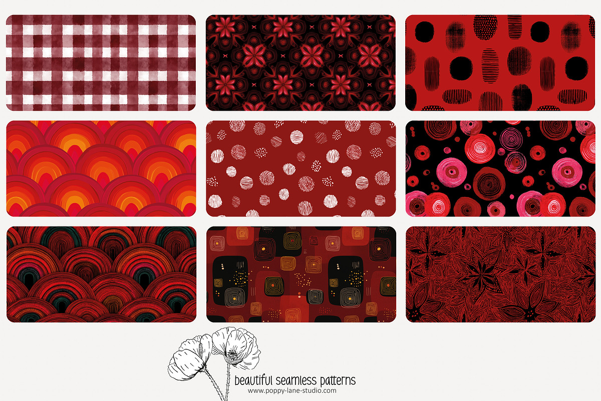 80 red geometric seamless pattern, a Pattern Graphic by Poppy Lane Studio (Photo 3 of 11)