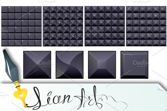 4 Seamless Black Mosaic Backgrounds