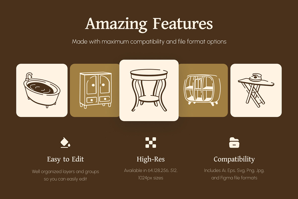 Furniture Doodle Icon Set, an Outline Icon by Vectors Market (Photo 2 of 8)