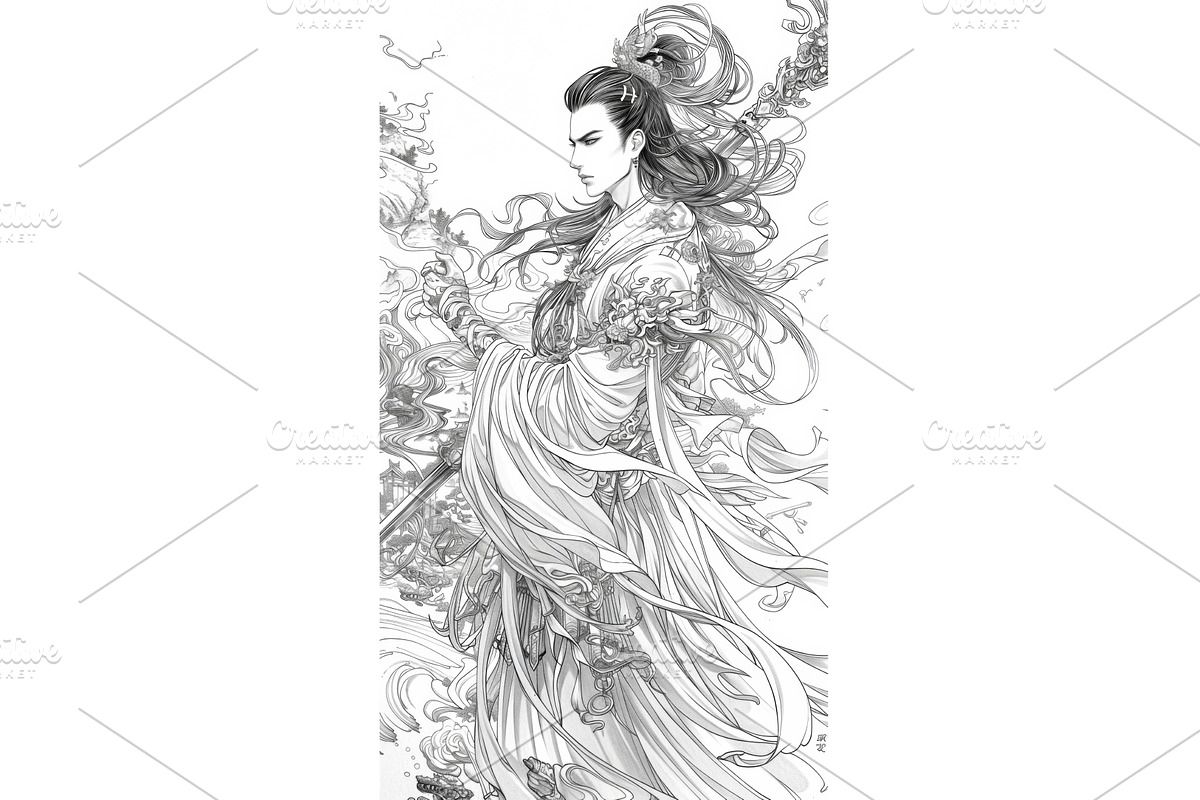 Asian inspired male immortal, an Illustration by tilialucida