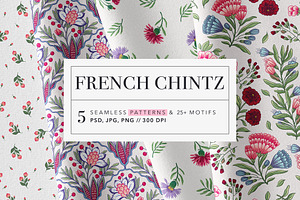 French Chintz Seamless Patterns Set