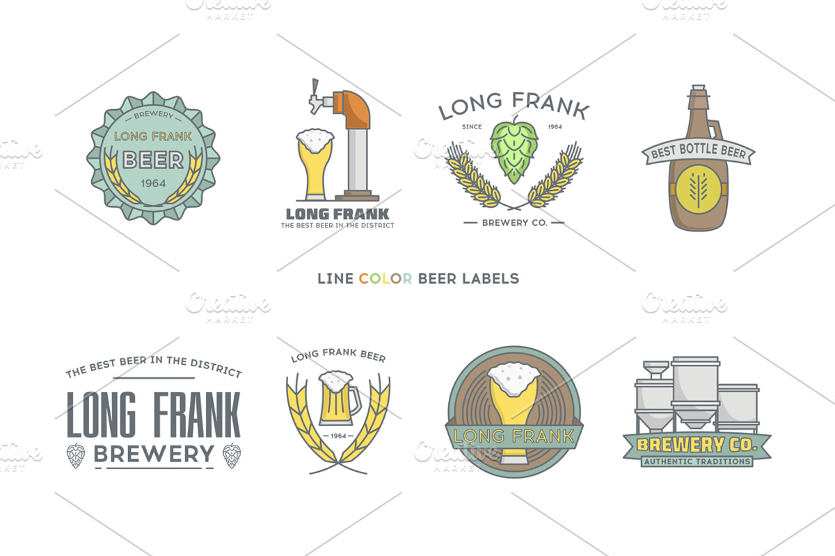 Line beer labels and icons., an Outline Icon by I-RO