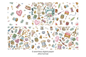 Watercolor Vintage Sewing Wrap Paper