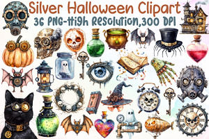 Watercolor Steampunk Halloween Clipa, an Illustration by Sublimation Artist