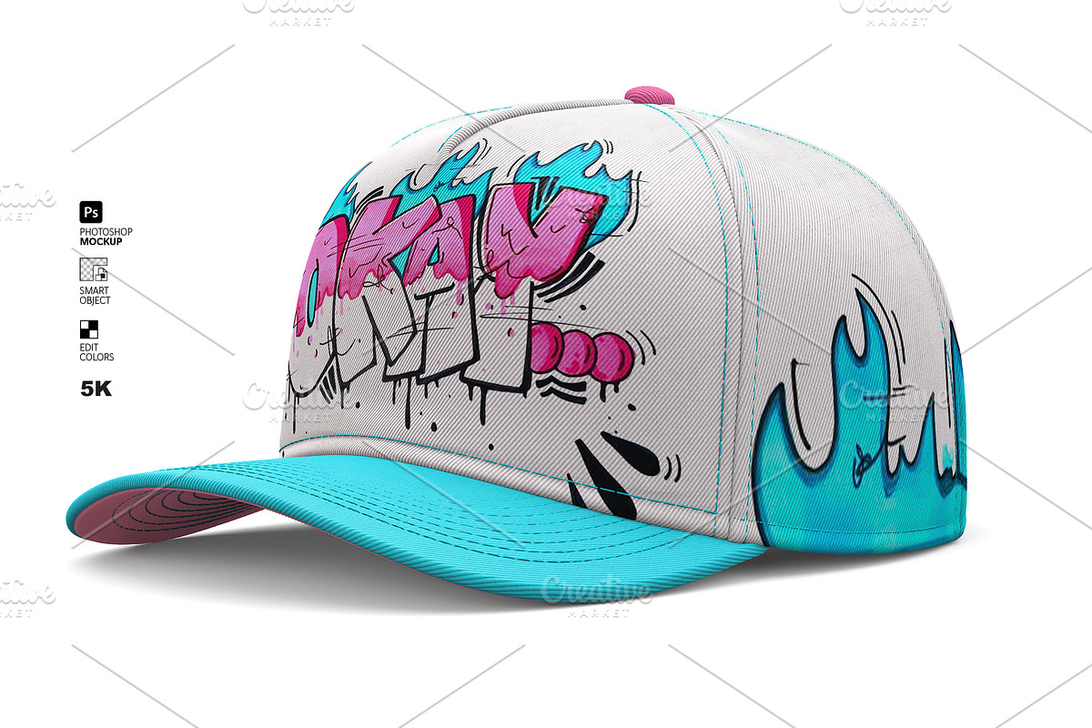 5-Panel Cap Photoshop Mockup, a Hat Mockup by LESZ Design (Photo 6 of 11)