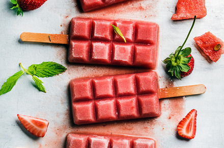 Strawberry watermelon ice cream featuring ice cream, strawberry, and, a Food & Drink Photo by Foxys