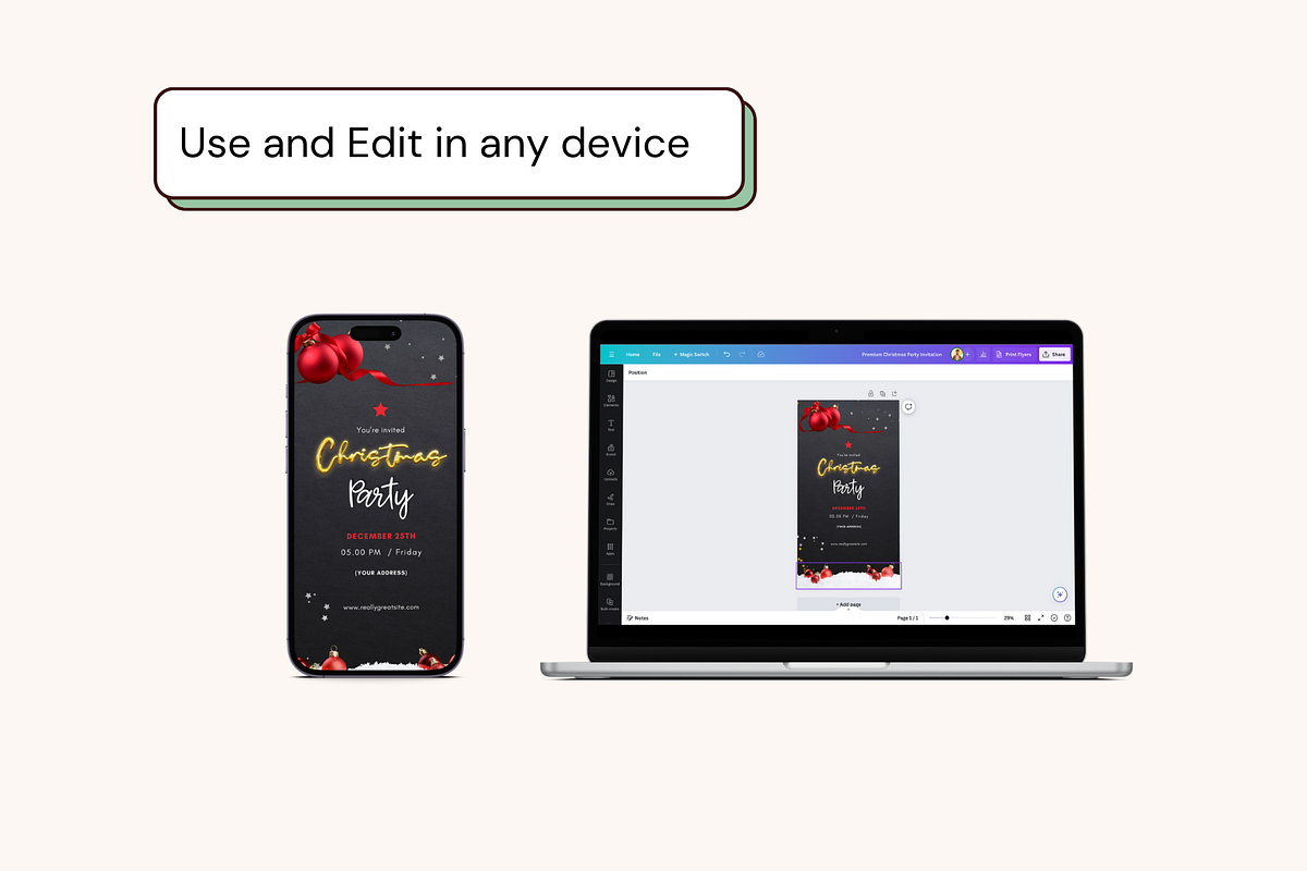 Christmas Dinner Party Mobile Invite, a Social Media Template by Adored Templates (Photo 7 of 10)