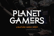 Planet Gamers - Ligature Logo Serif, a Serif Font by Sarid Ezra (Thumbnail 1 of 7)