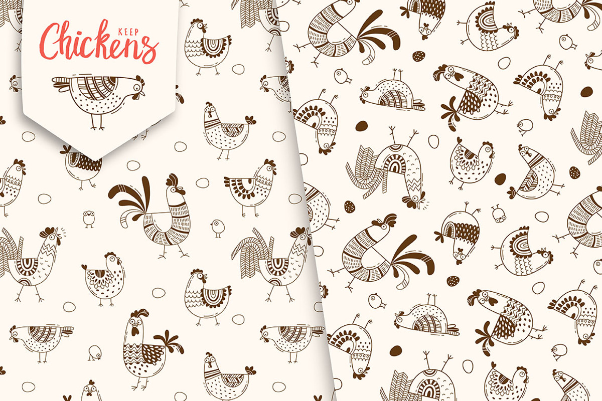 Keep Chicken - Design Set, an Animal Illustration by Baksiabat (Photo 3 of 5)