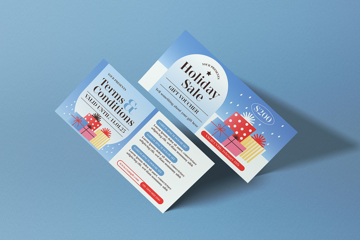 Blue Modern Holiday Sale Voucher, a Card Template by graphicook (Photo 3 of 3)