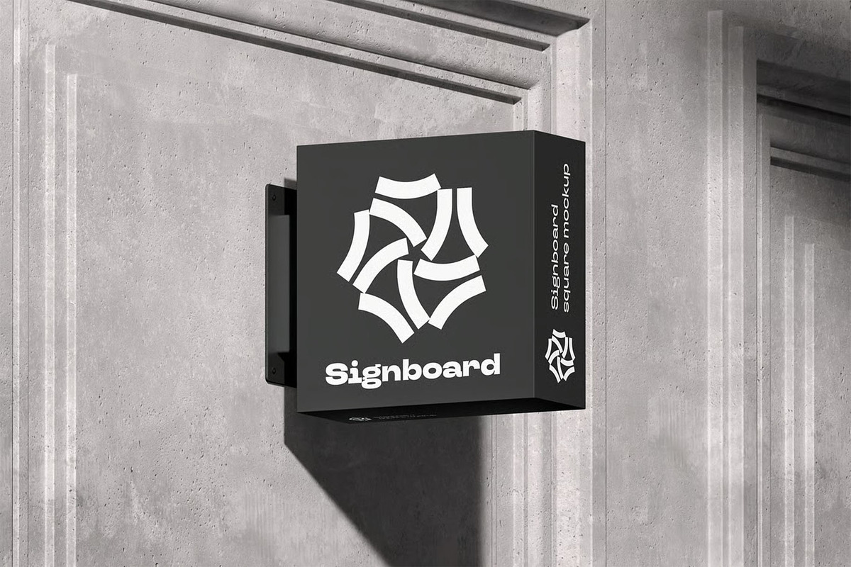 Signboard Square Mock-up, an Advertising Mockup by zippypixelstudio (Photo 6 of 15)