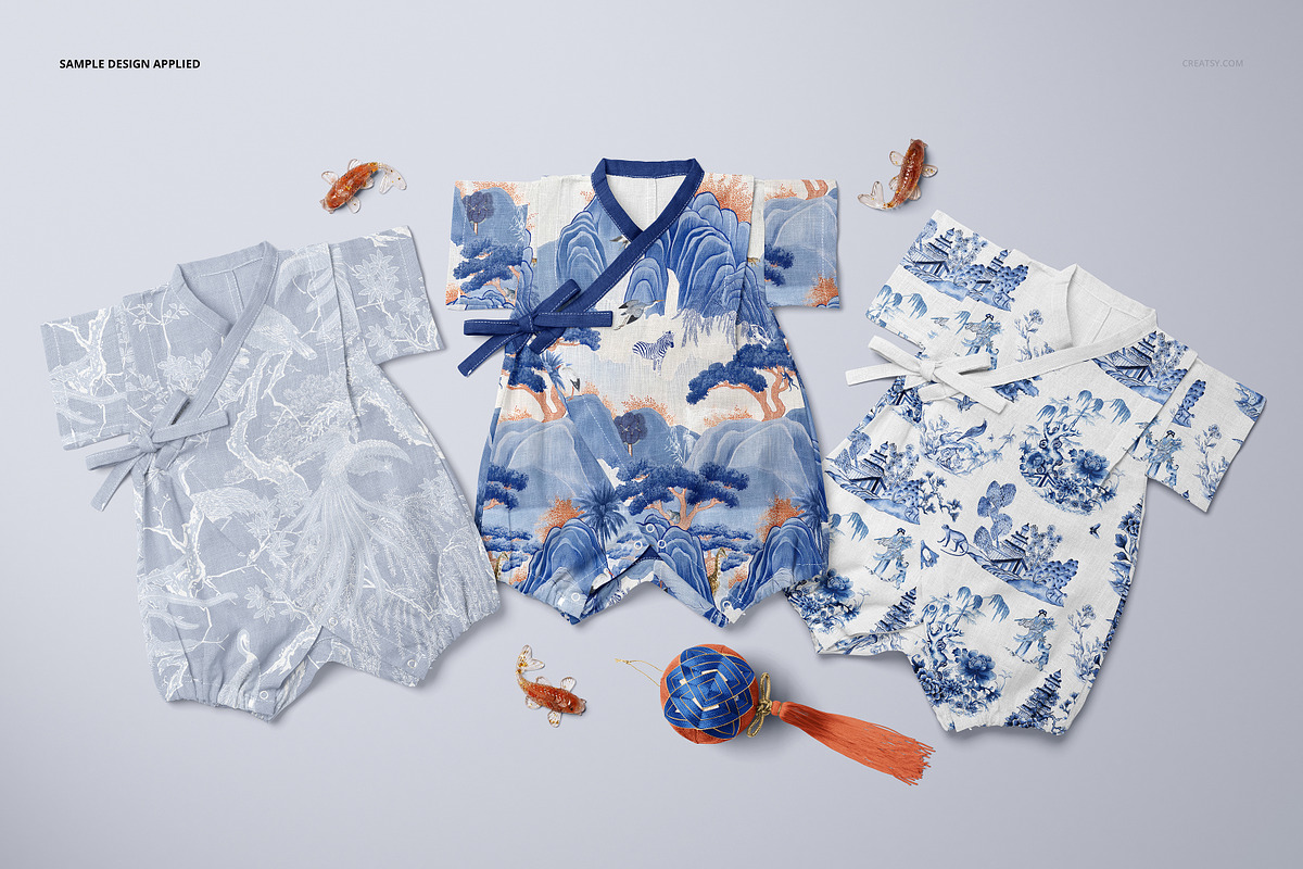 Japanese Style Baby Romper Mockup, a Mockup by creatsy5 (Photo 4 of 11)