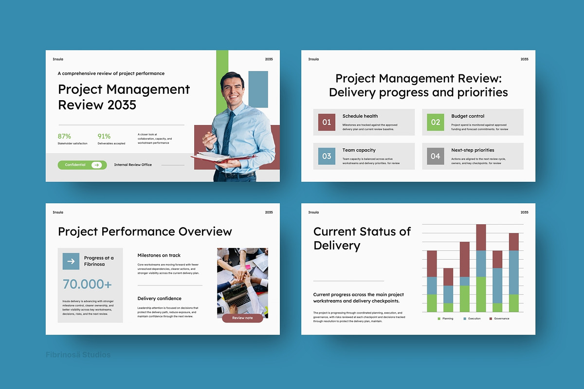 Project Management Review, a Presentation Template by FIBRINOSÄ (Photo 3 of 7)