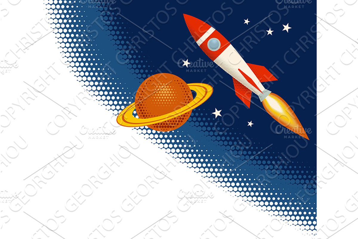 Retro Vintage Rocket Space Ship, an Illustration by Christos Georghiou