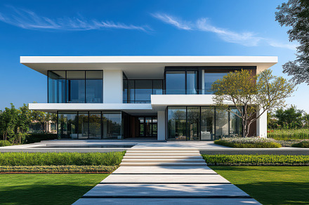 Modern White House Stunning Architec, an Abstract Photo by Pixeness
