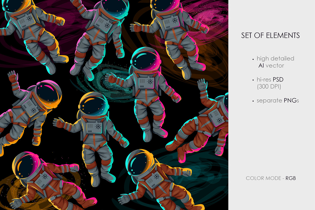 Glowing Astronaut, a Pattern Graphic by GreyLilac (Photo 3 of 7)