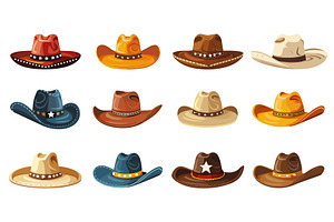 Cowboy Hats Set. Fency Headgear