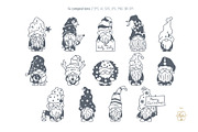 CHRISTMAS GNOMES LINE ART, a Seasonal Illustration by Kate Art (Thumbnail 2 of 6)