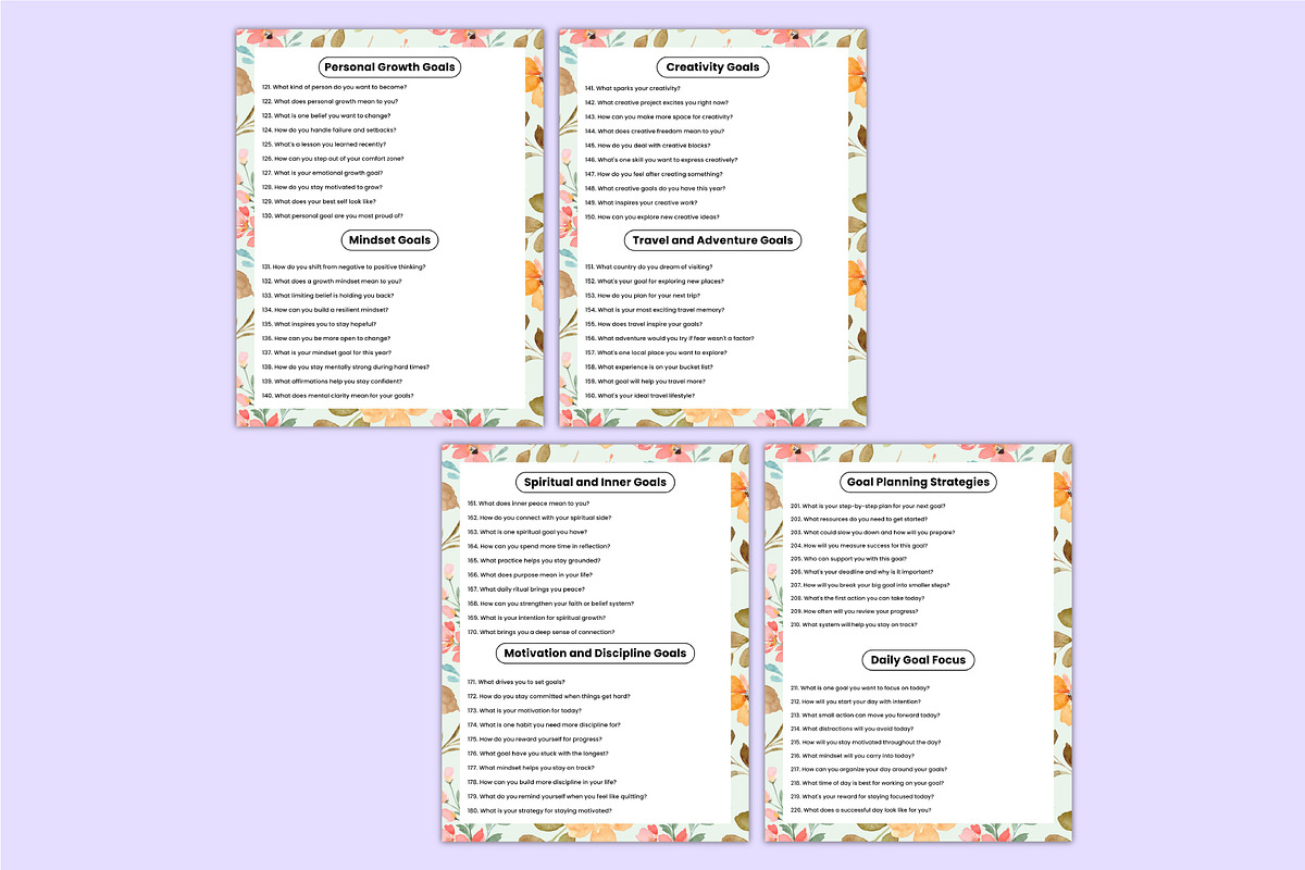 500+ Goal Setting Journal Prompts, a Stationery Template by Mustafiz (Photo 5 of 5)