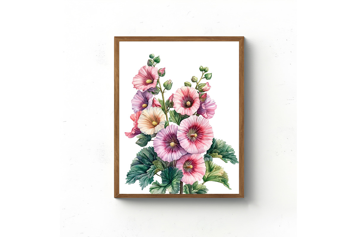 Watercolor Hollyhock Clipart, an Illustration by Libby Wishes (Photo 9 of 12)