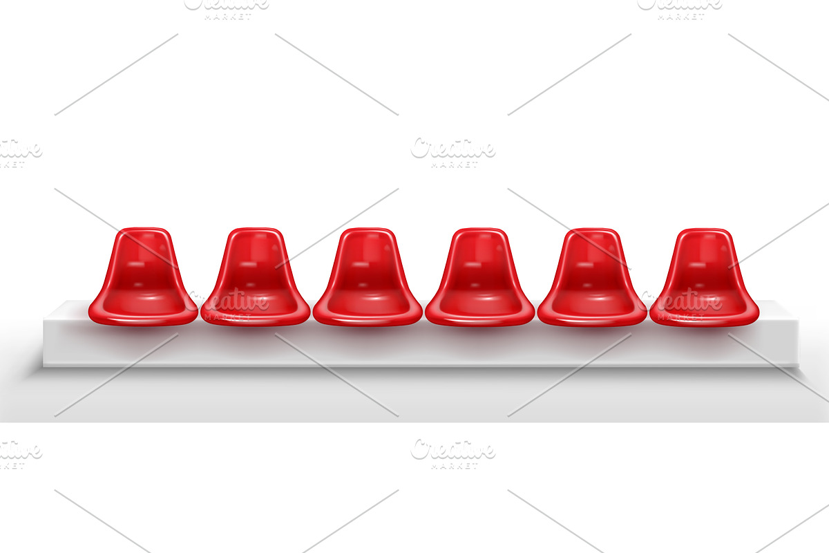 Stadium seat chair row with red, an Object Illustration by art PVP - market