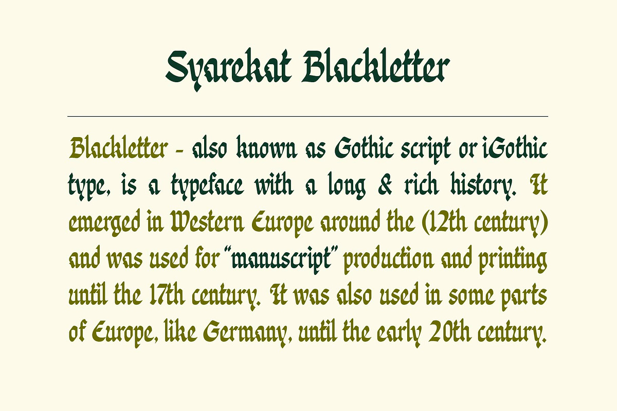 Syarekat Arabican Blackletter, a Font by Bonjie (Photo 4 of 10)