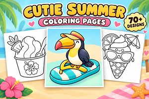 Cutie Summer Coloring Pages Vol. 1, a Seasonal Illustration by Inkivelle Studio