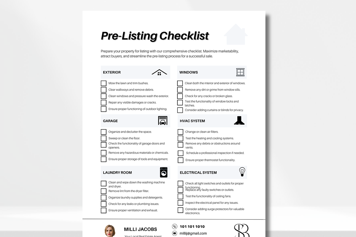 Real Estate Pre-Listing Checklist, a Flyer Template by Modernastic - Canva (Photo 2 of 7)