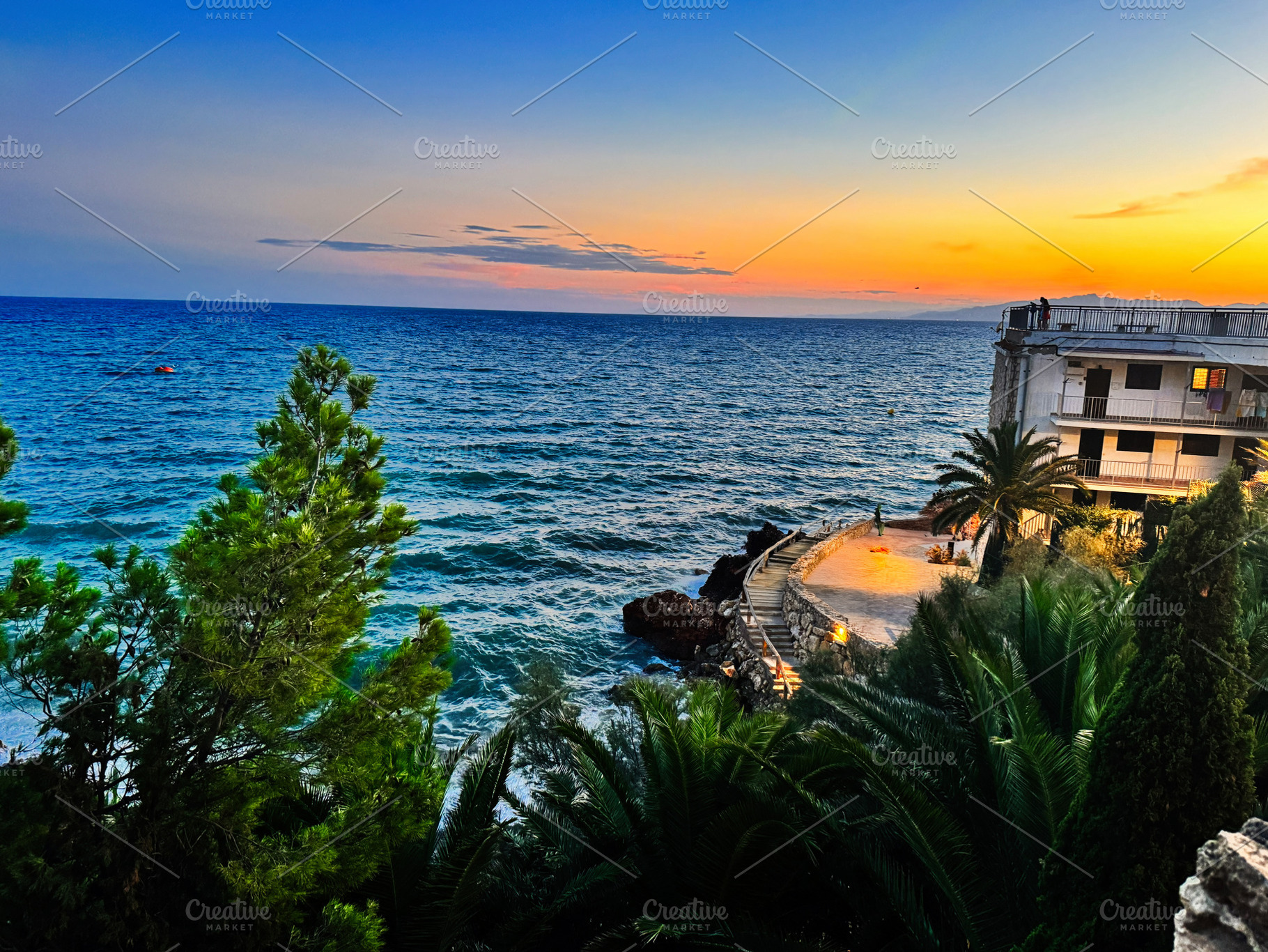 Sunset View of Mediterranean Sea from Beachside Promenade in Salou, Spain, a Photo by AS photostudio