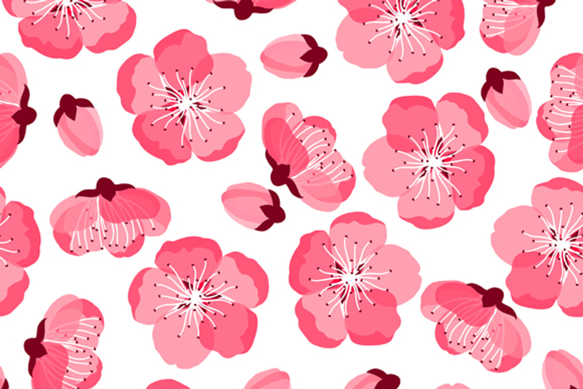 Japanese sakura seamless patterns., a Pattern Graphic by incomible (Photo 1 of 2)